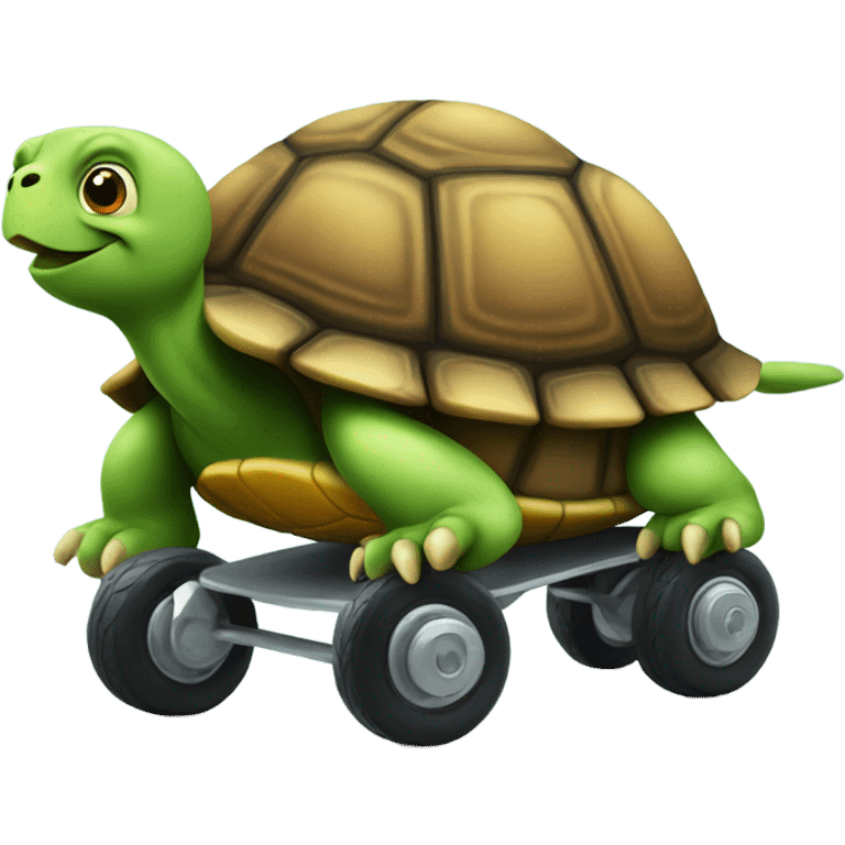 Turtle going fast with wheels as legs emoji