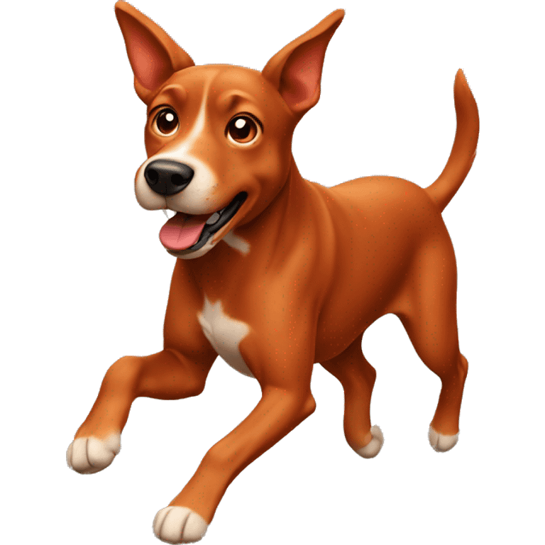 solid red dog with pointed ears running emoji