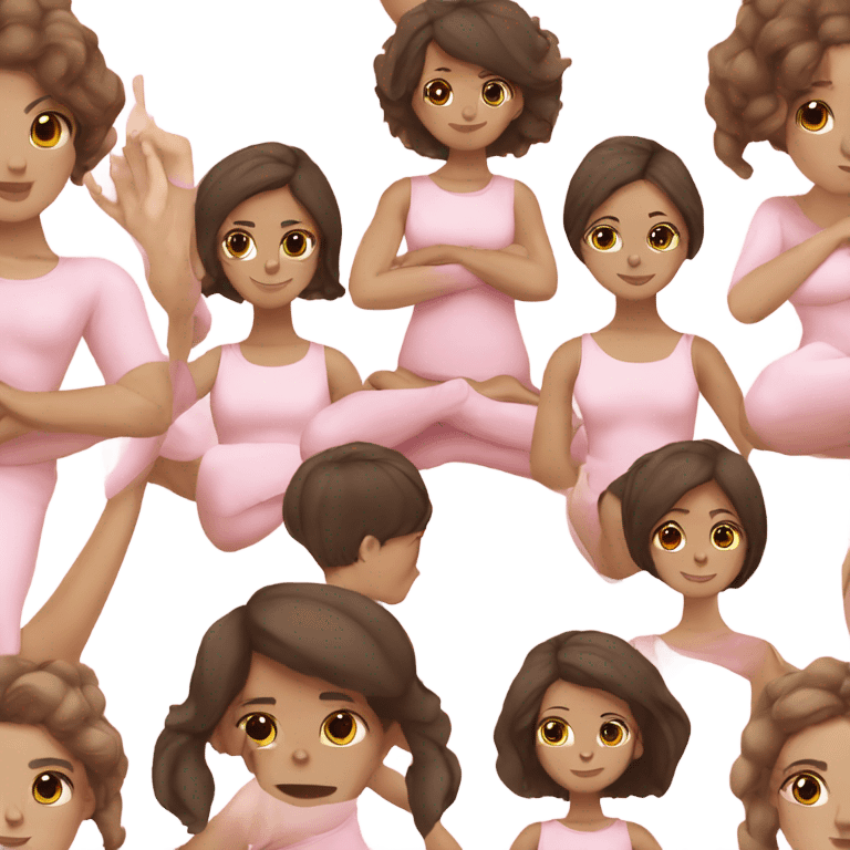 White brunette brown eyes yoga girl light pink clothes  emoji