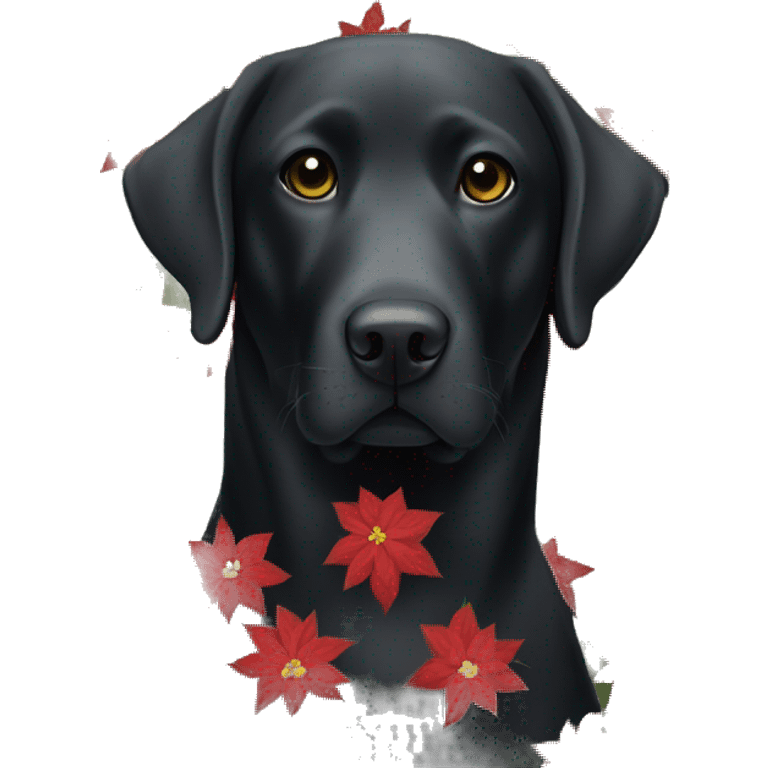 Black Labrador poinsettias  emoji