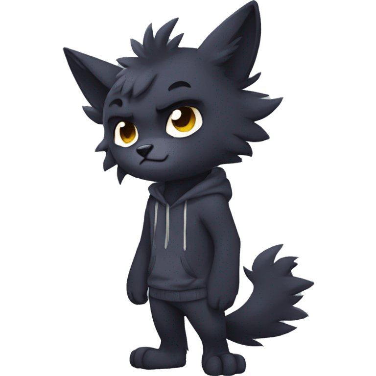 Dark Edgy Cool Shy Grumpy Fluffy FurSona Fakemon Full Body emoji