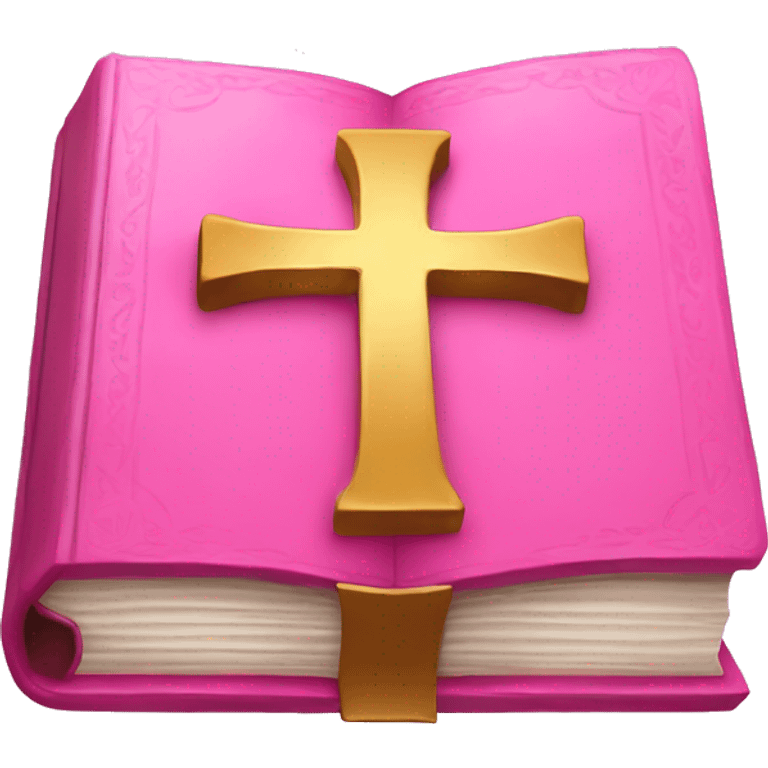 Pink Bible with cross on it emoji