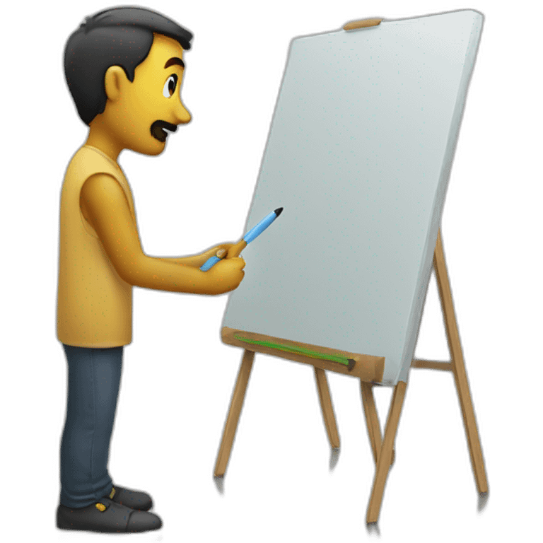 Man writing on a marker board emoji