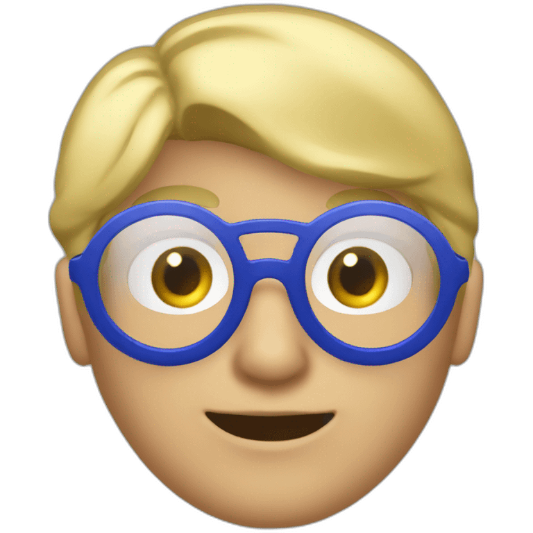 blonde boy with dark blue balaclava and red tinted round glasses emoji