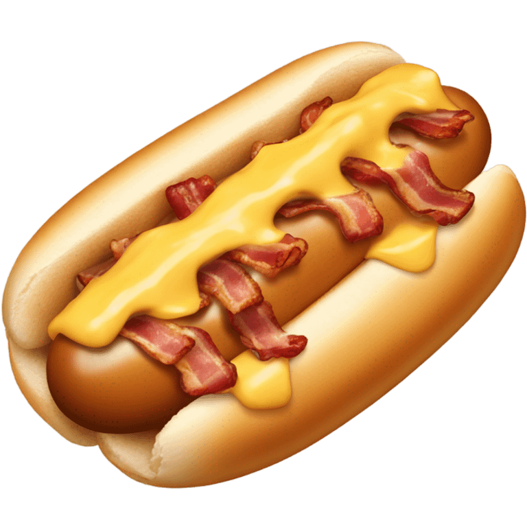 a hot dog with cheese and bacon bits  emoji