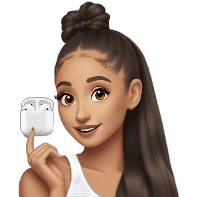 Ariana grande with airpod max vibing at the music emoji