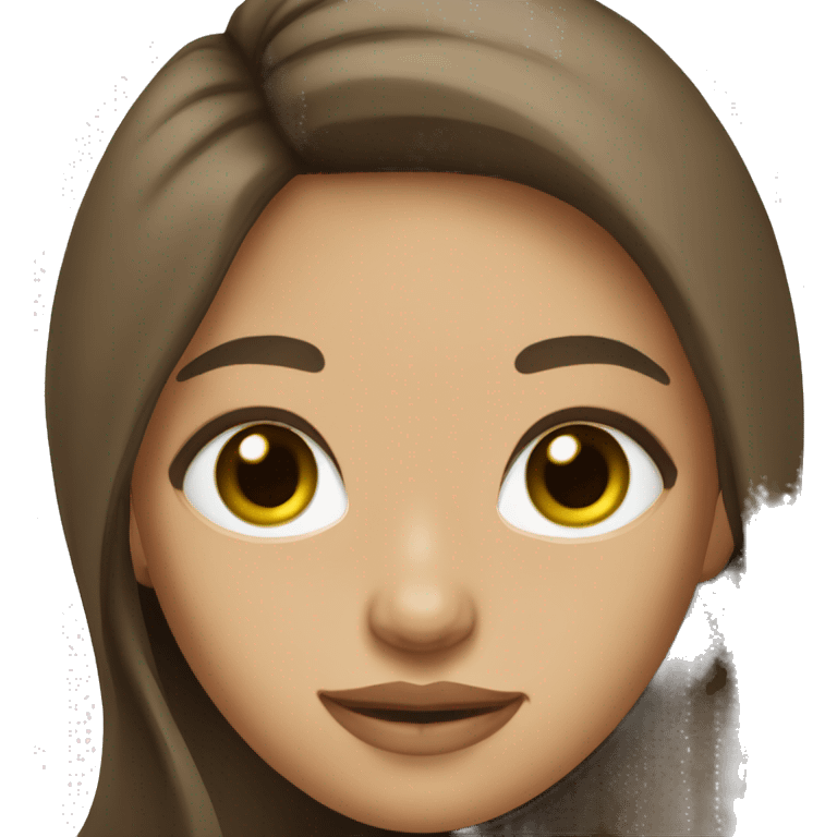 young woman beige skin green eyes with long voluminous brown hair emoji