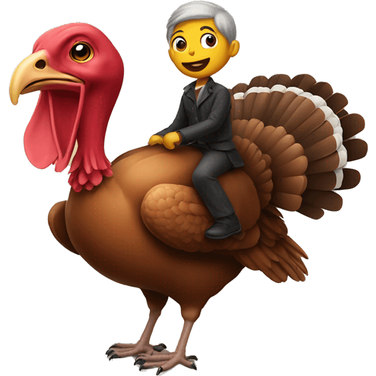 Turkey riding a human emoji