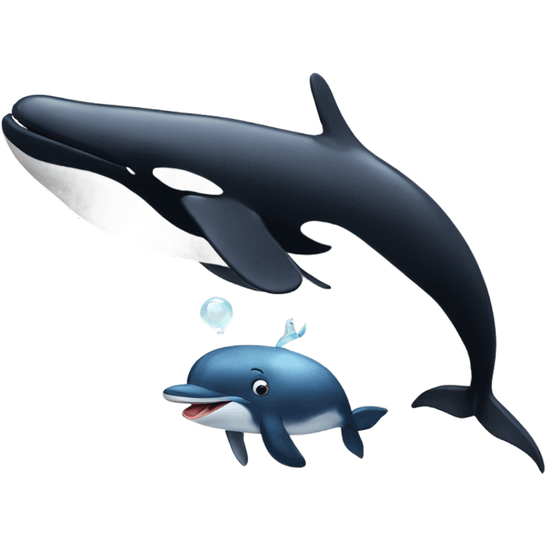 Whale with penguin riding it emoji