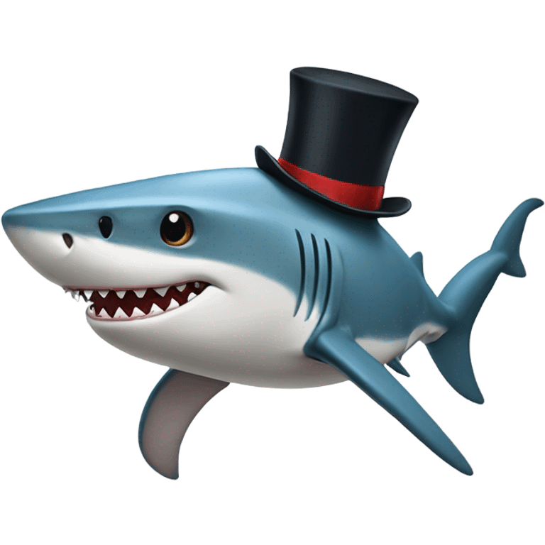 Shark with a top hat emoji