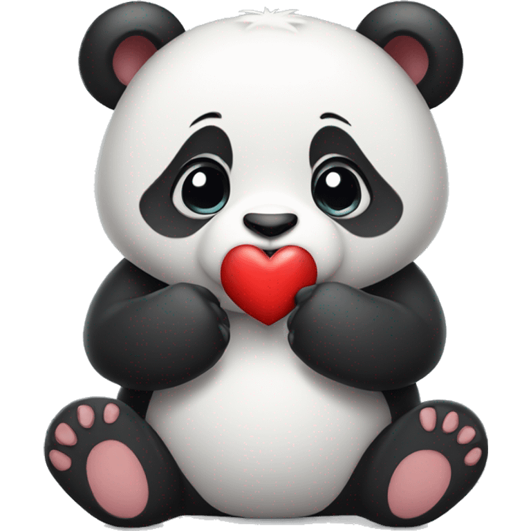 cute panda bear with heart in hand emoji