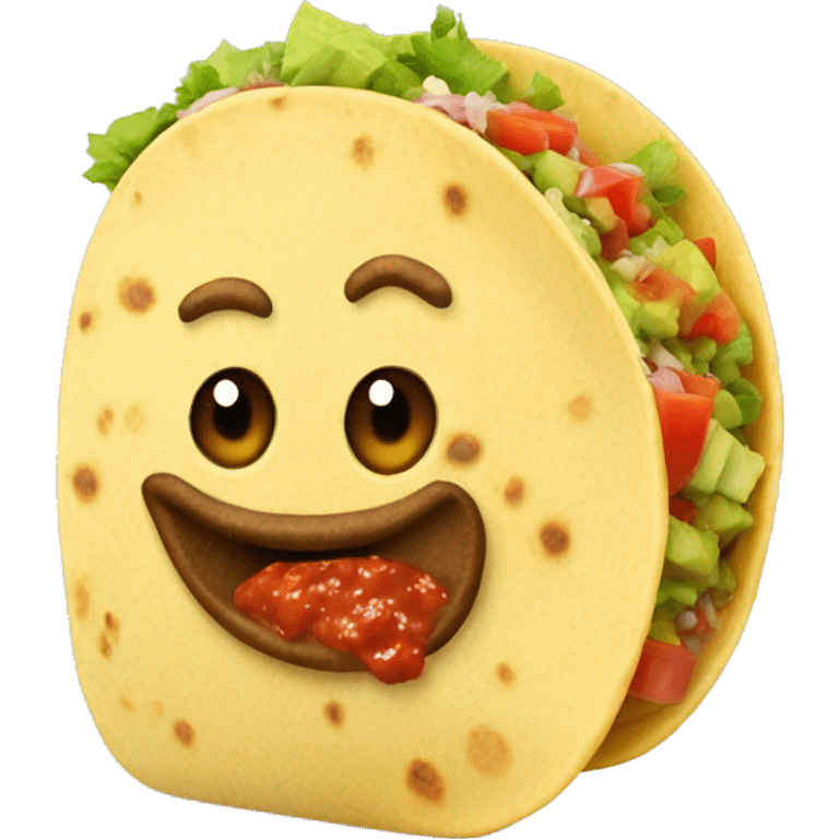 Mexican soft taco, only meat, guacamole and salsa emoji