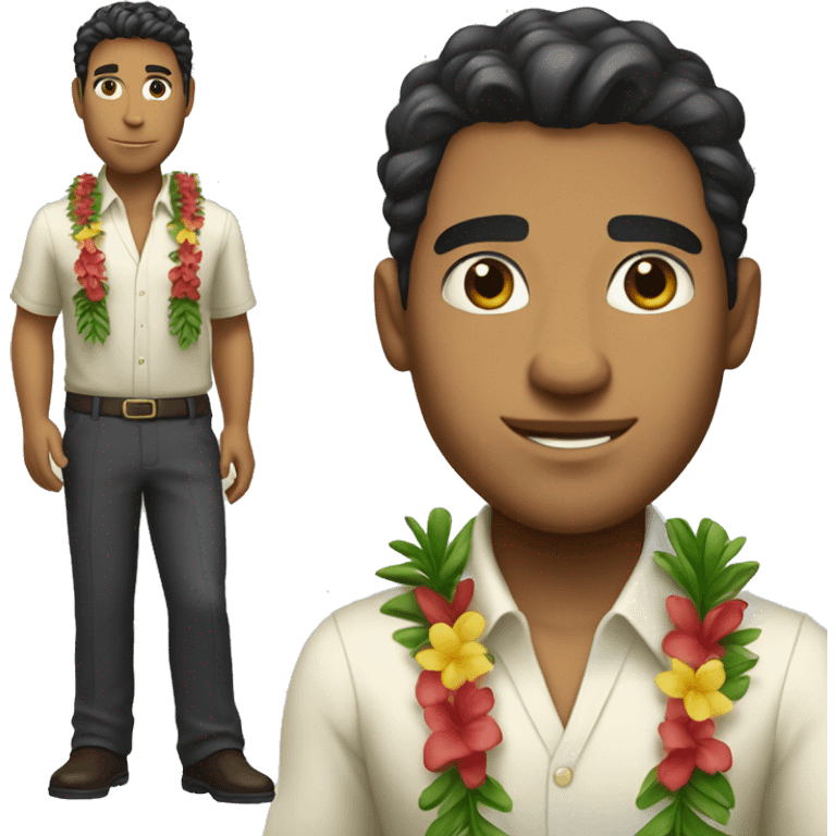 a full portrait of a Hawaiian man with a corporate outfit and no lei. Just a clean outfit. emoji