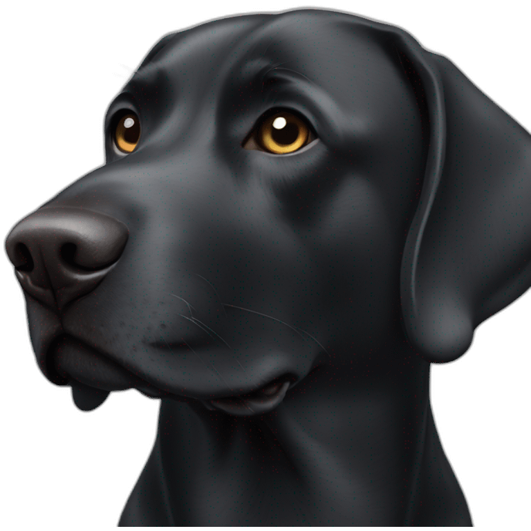 Black sad Labrador dog add white dog on nose and white neck emoji