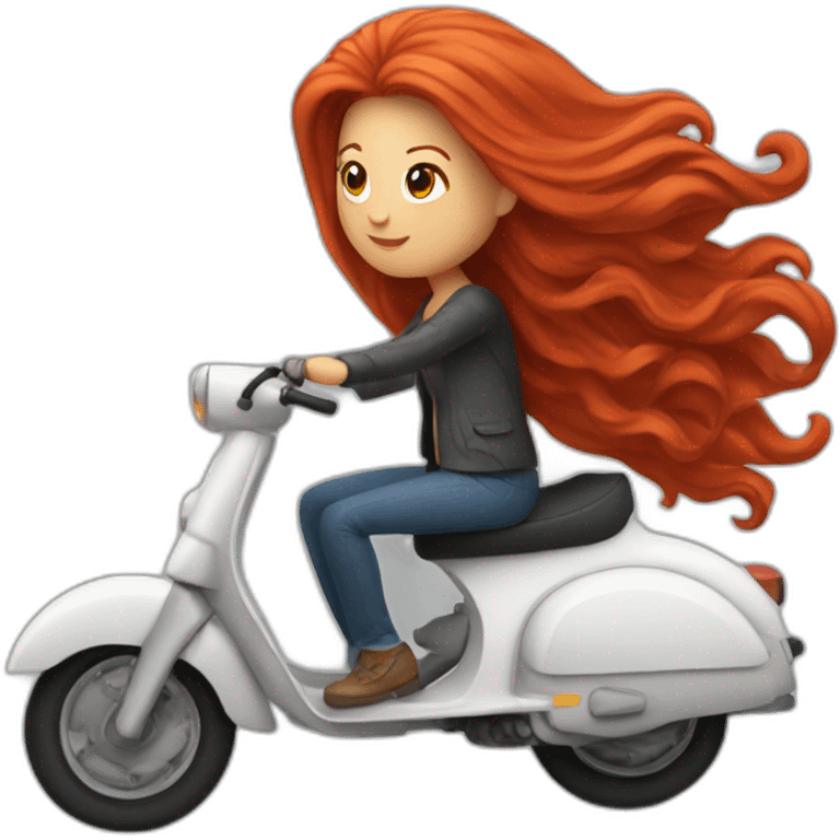 Red hair woman on a mobylette emoji