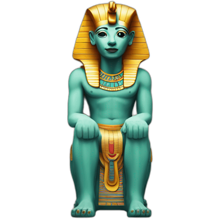 colourful statue of egypt god with dog face emoji