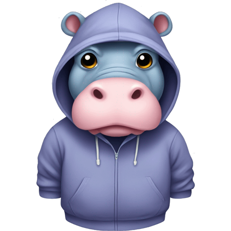 Hippo wearing hoodie emoji