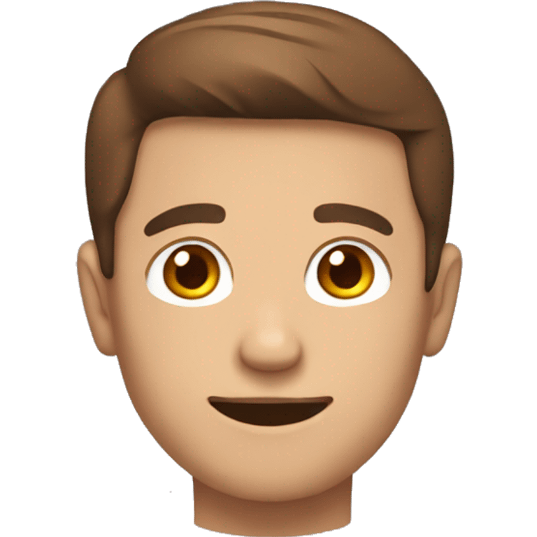 make me an emoji of a man with brown hair smiling with their hands side by side crossed emoji