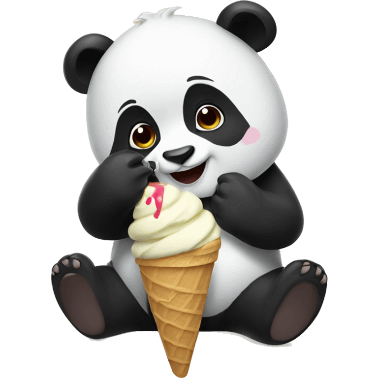 Panda eating ice cream emoji