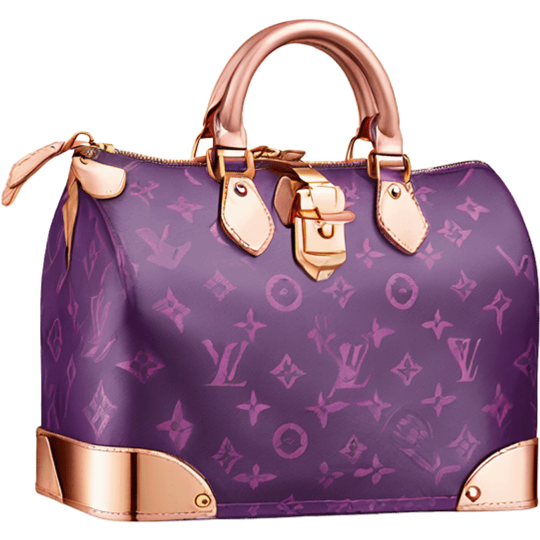 purple Designer Louis Vuitton bag with rose gold monogram and rose gold trim emoji