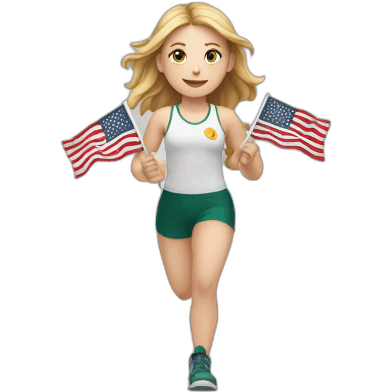 the finish line flag in the hands of a white girl emoji