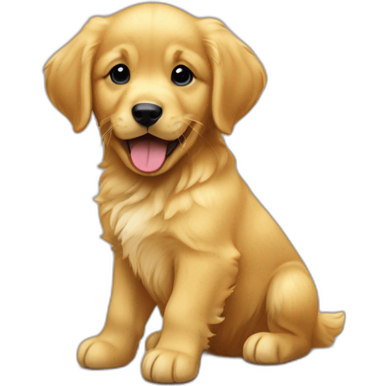 golden retriever puppy playing a toy emoji