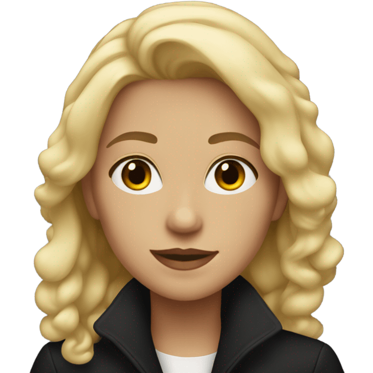 Blonde young woman wearing black coat  emoji