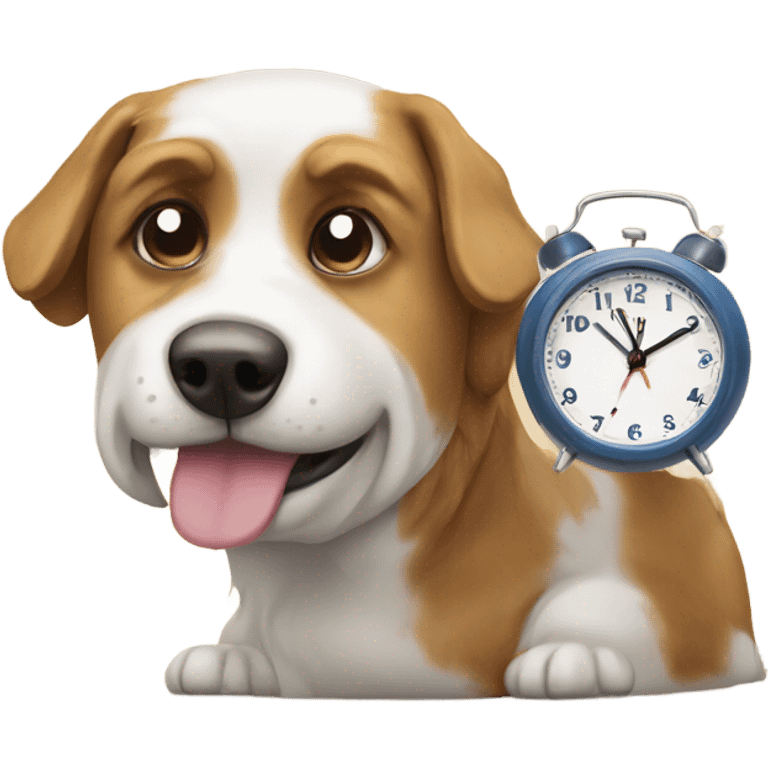 alarm clock on dog emoji