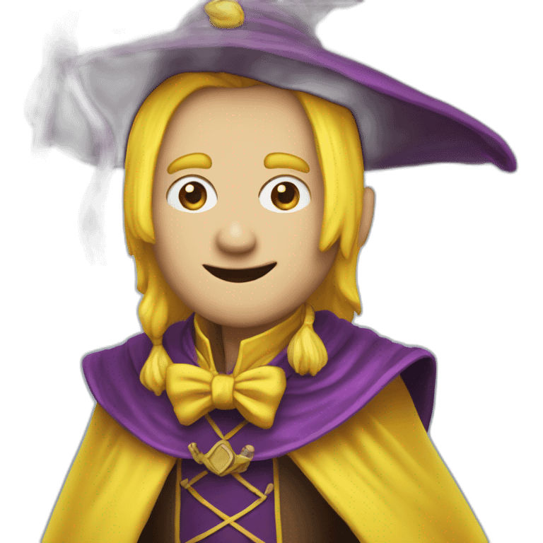 emoji wizard memegang bola magic, warna kuning emoji