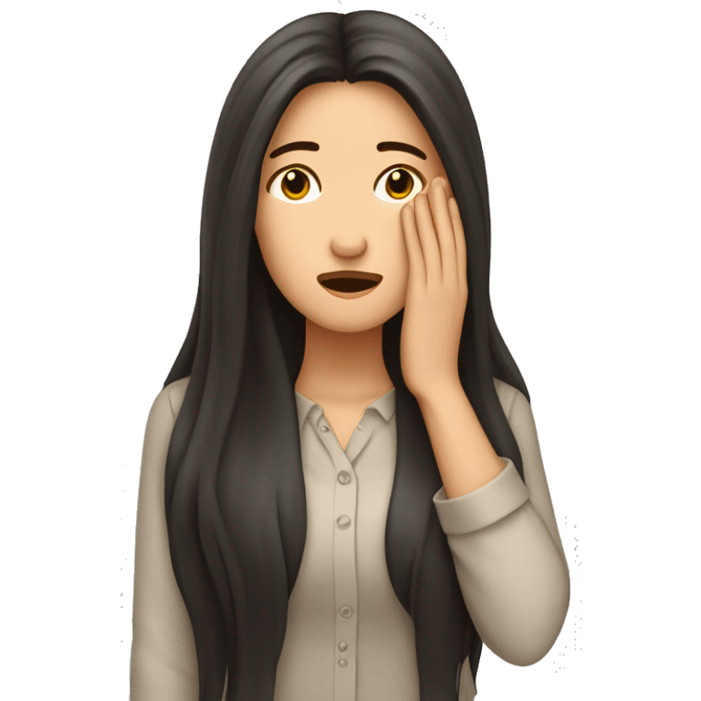 Long haired brunette doing facepalm emoji