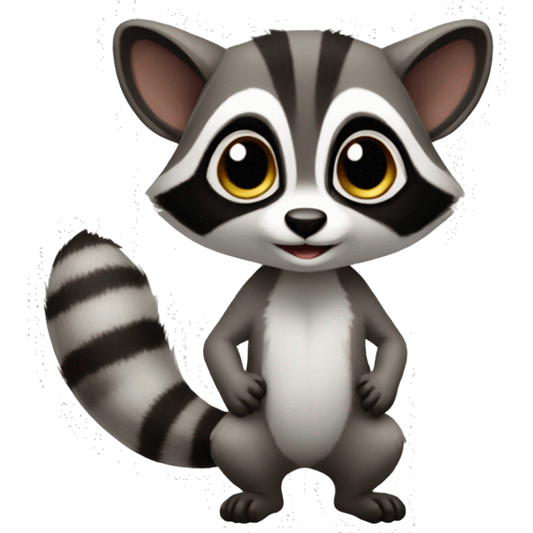 Cute raccoon-lemur-hybrid full body emoji