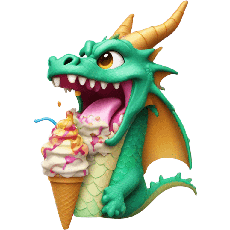 Dragon eating ice cream emoji