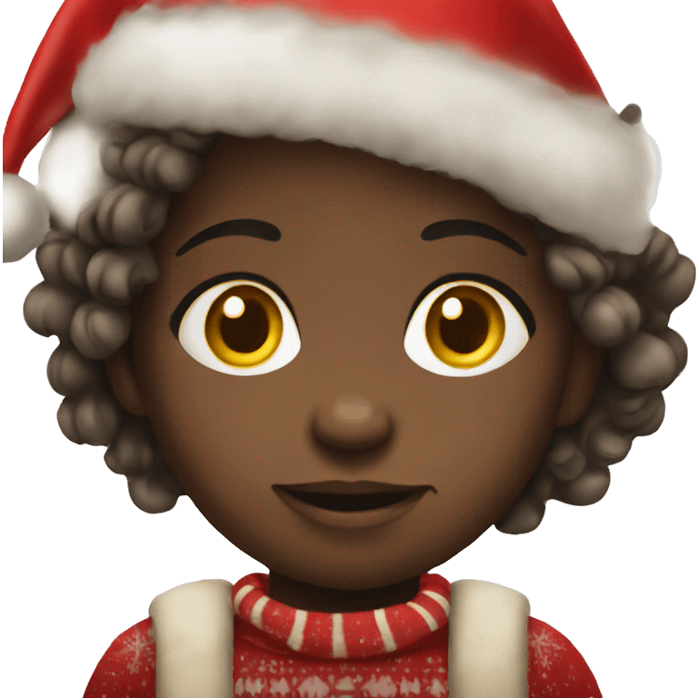 african child with christmas emoji