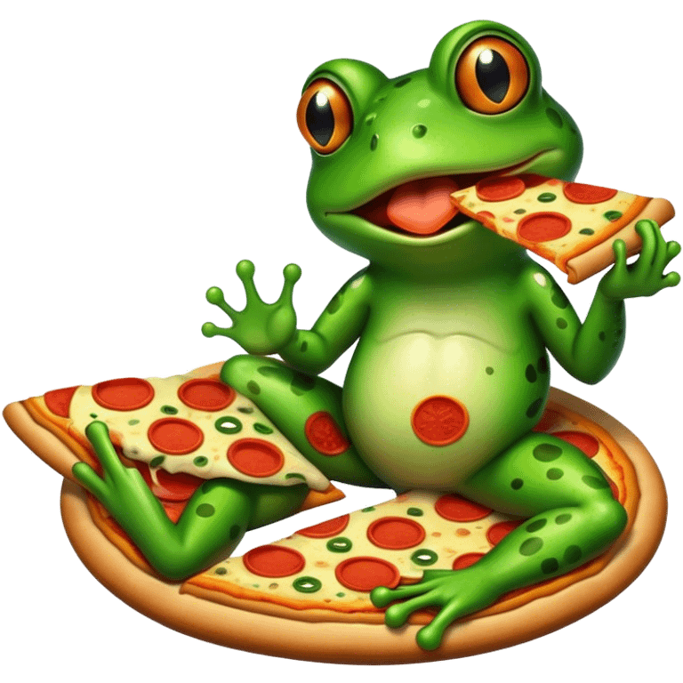 A frog eating pizza emoji