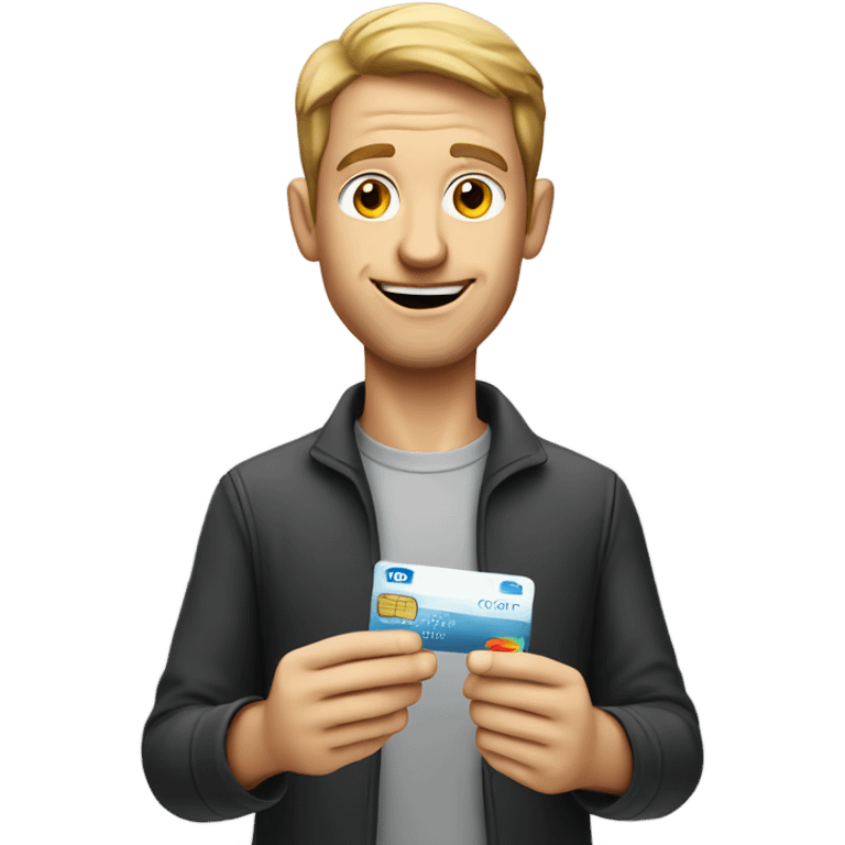 White man holding credit card with a table of salt emoji