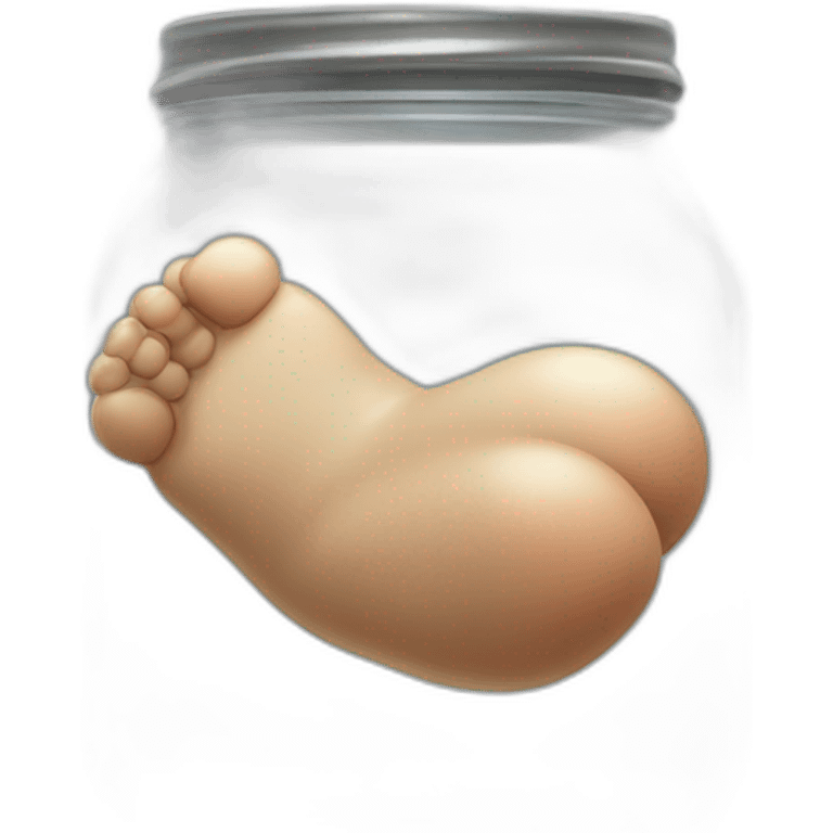 an empty glass jar squeezed +in-between two human legs,-inside,-in-the-jar,-nsfw,-genitals emoji