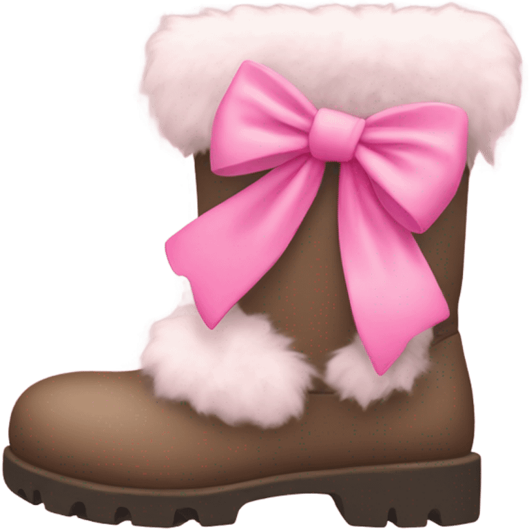 fur boots with pink bow emoji