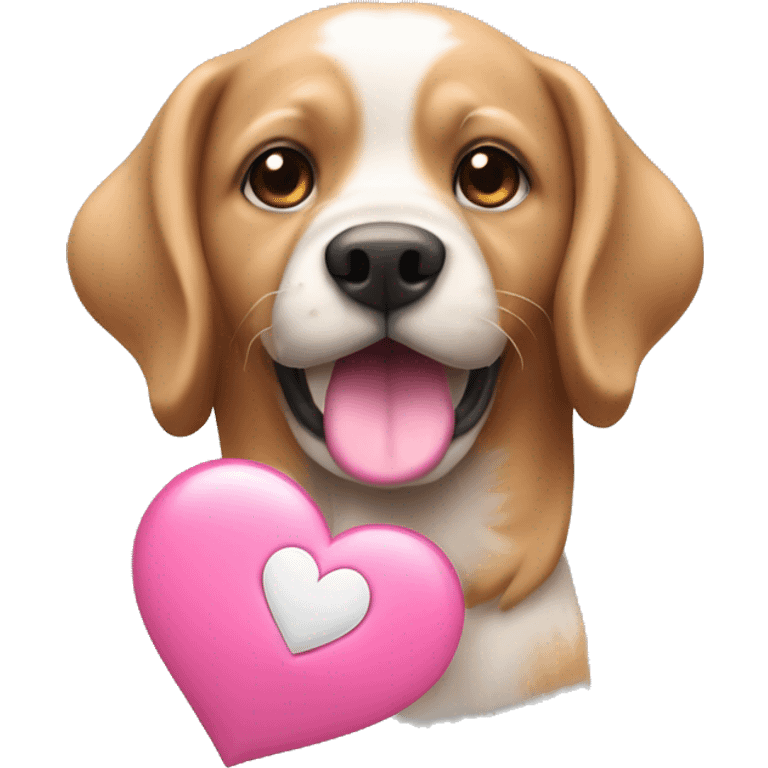 Un cane con un cuore rosa in mano emoji