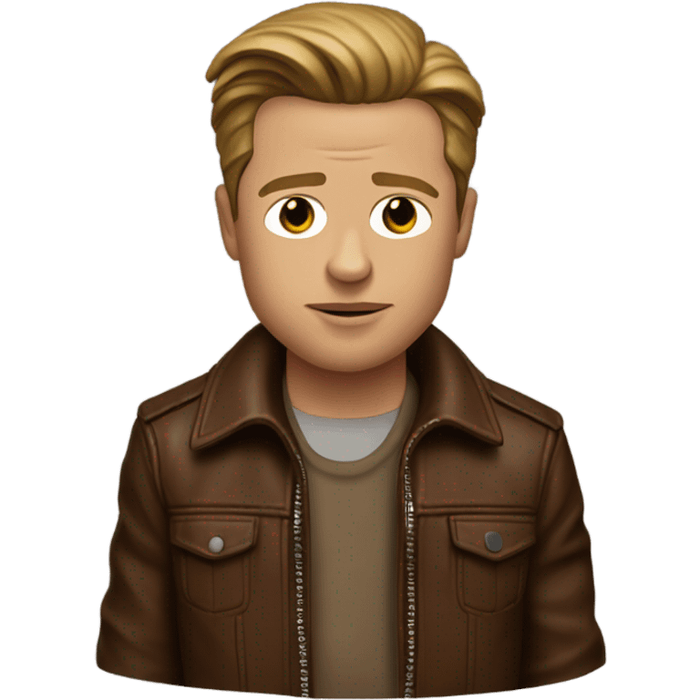 realistic Brad Pitt in a brown leather jacket from fight club emoji