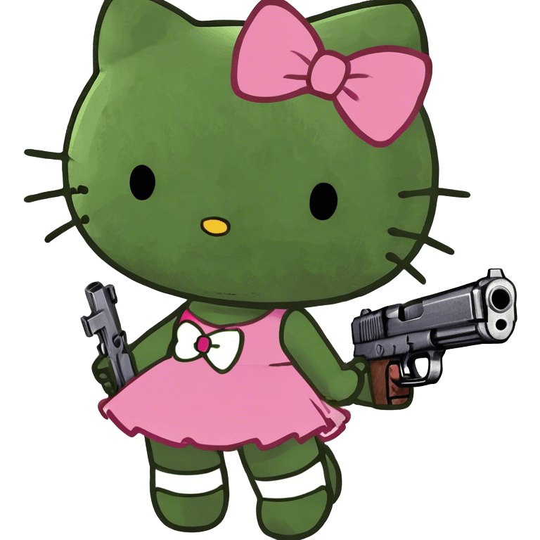 hello kitty holding a gun emoji