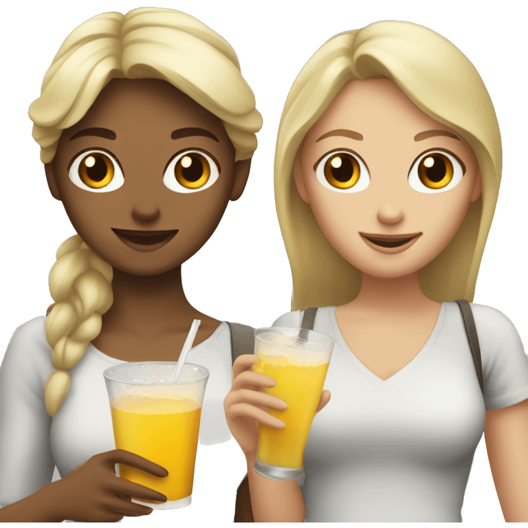 Blond and brunette girls with drinks in their hands emoji