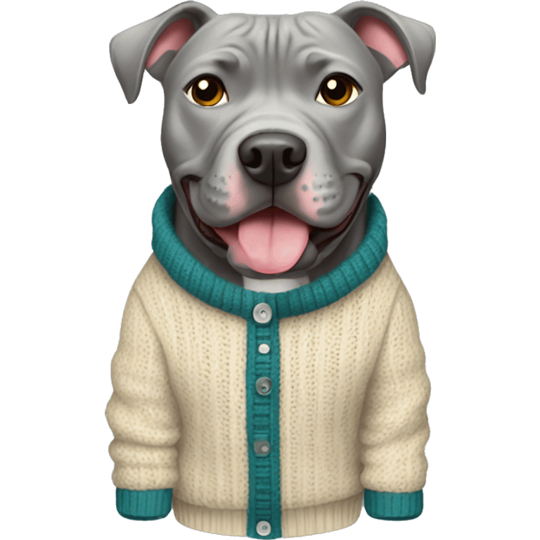 grey pitbull dog wearing a sweater emoji