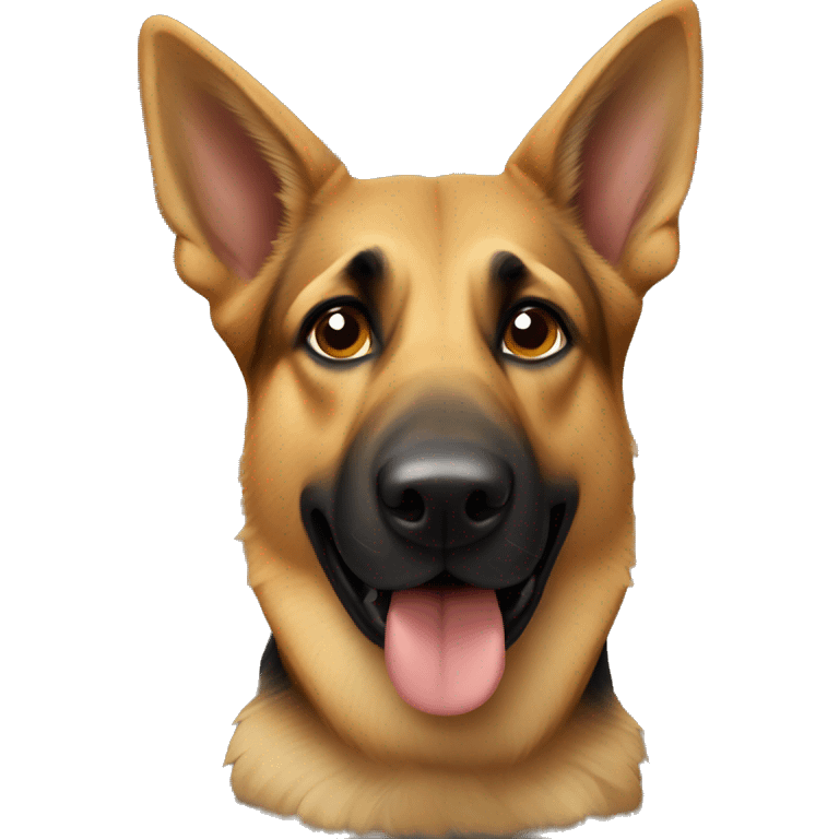 German shepherd with Hugh’s emoji