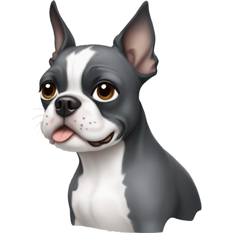 Grey and white Boston terrier  emoji