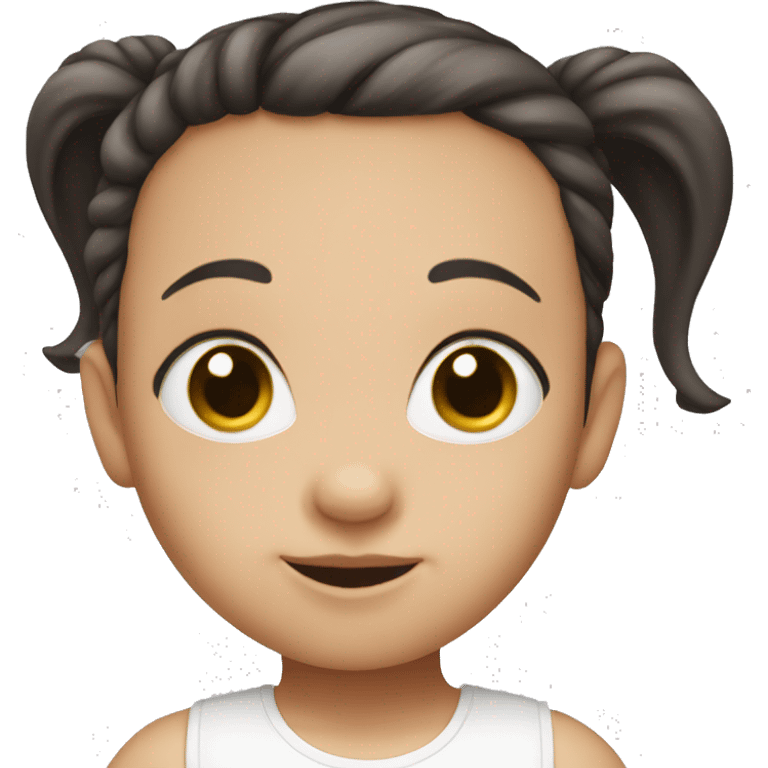 Brown-eyed, white baby with two dark pigtails emoji