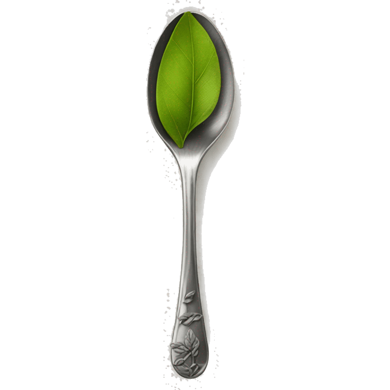  spoon with tea leaf emoji