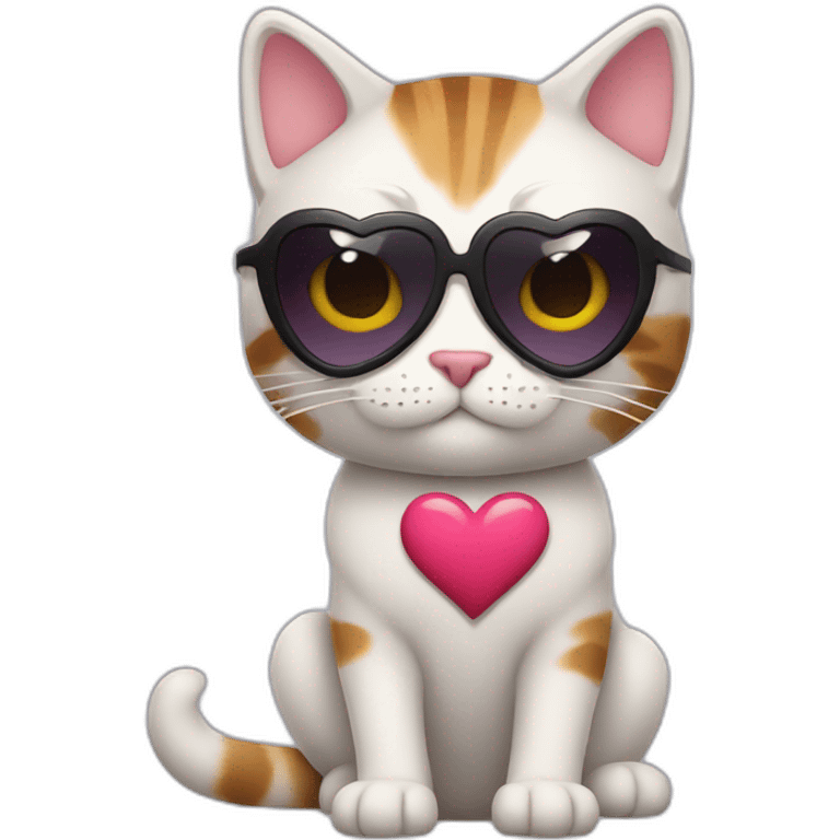 cool cat with heart shades emoji