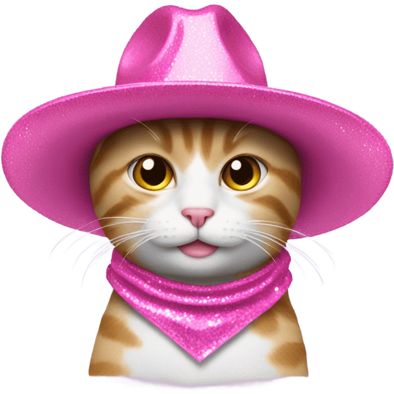 Cat with a sparkly pink cowboy hat emoji