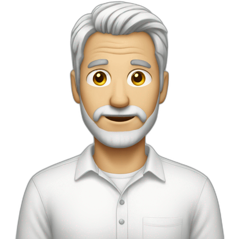 Men-grey-hair-white-shirt-no-beard emoji