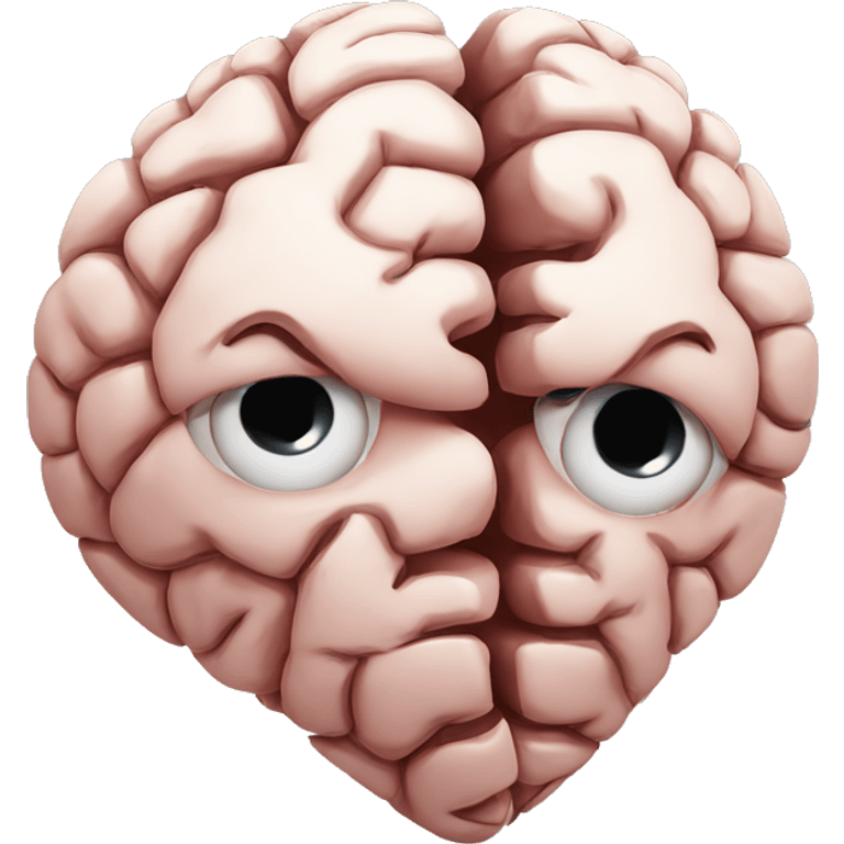 A brain looking at a broken heart sadly emoji